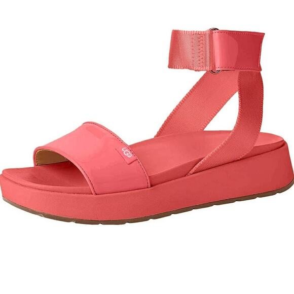 UGG Lenox Orange Coral Platform Ankle Strap Sandals Size 8 - Picture 10 of 10